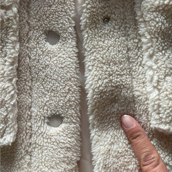 deluc motorhead ivory off white cozy sherpa knit combo shacket jacket coat small - Picture 7 of 8